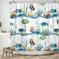 thumbnail image 4 of MIZHONA Ocean Fish Shower Curtain Coastal Beach Theme Fabric Bathroom Curtain 72x78 in, 4 of 4
