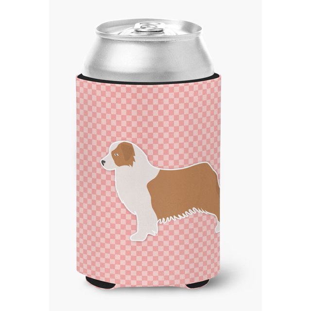 ""Caroline'S Treasures Perro Pastor Australiano Tablero De Ajedrez Rosa Lata O Abrazador De Botellas Bb3633Cc Puede Abrazar Multicolor""