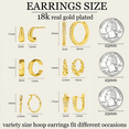 thumbnail image 3 of MiracDan 6 Pairs 18K Gold Plated Earrings for Women Lightweight Huggie Hoops Hypoallergenic Dainty for Gift, 3 of 6