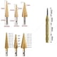 thumbnail image 2 of Juego de brocas escalonadas para metal, juego de brocas escalonadas métricas con ranura recta recubiertas de titanio de acero de alta velocidad de 1/4 de pulgada con centro aut, 2 of 5