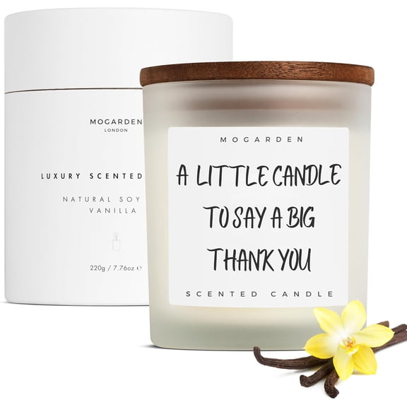 Cadeaux de Remerciement pour Femmes Hommes, Cadeau de Bougie de Remerciement, Cadeaux d'Appréciation des Employés, Bougie de Luxe à la Vanille 220g