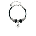 thumbnail image 2 of Delight Jewelry Silvertone Mini Enamel Soccer ball - Godmother Celtic Knot Leather Bead Bracelet, 7"+2" Extender, 2 of 4