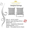 thumbnail image 5 of King of Bling's Aretes Para Hombre 925 Silver 0.15ct Diamond Women & Men Square White Earrings, 5 of 12