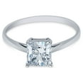 thumbnail image 2 of Ioka - 14K Solid White Gold Princess Cut CZ Wedding Engagement Ring - Size 6.5, 2 of 4