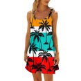 thumbnail image 2 of Womens Summer Casual Dresses Coconut Tree Print Crew Neck Strappy Sleeveless Fashion Beach Mini Dress Daily-Wear, 2 of 5