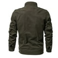 thumbnail image 3 of IYTR Mens Jackets Solid Color Long Sleeve Jacket Button Zipper Lapel Loose Leather Jackets Coat with Pocket Army Green XXXXL, 3 of 5