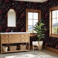 thumbnail image 4 of Peel and Stick Wallpaper Deep Burgundy Roses Dark Floral Black Wall Mural 23.6in x 9.8ft Self Adhesive Removable Wall Paper Renter Friendly Wallpaper for Nursery Bedroom Cabinets, 4 of 8