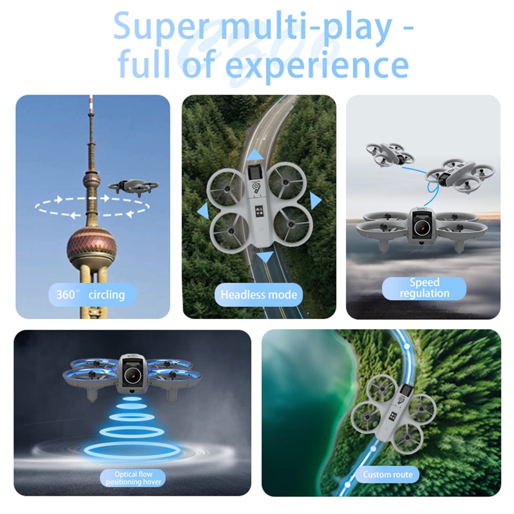 Mini RC Drone with 4K HD Dual Camera, FPV RC LED Quadcopter for Adults and Kids with 3 Batteries, Gray