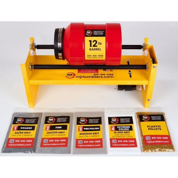 12lb Large Base Rotary Rock Tumbler w Grit Kit MJR TUMBLERS Winner Best High End Unit 2019, 20 & 2021