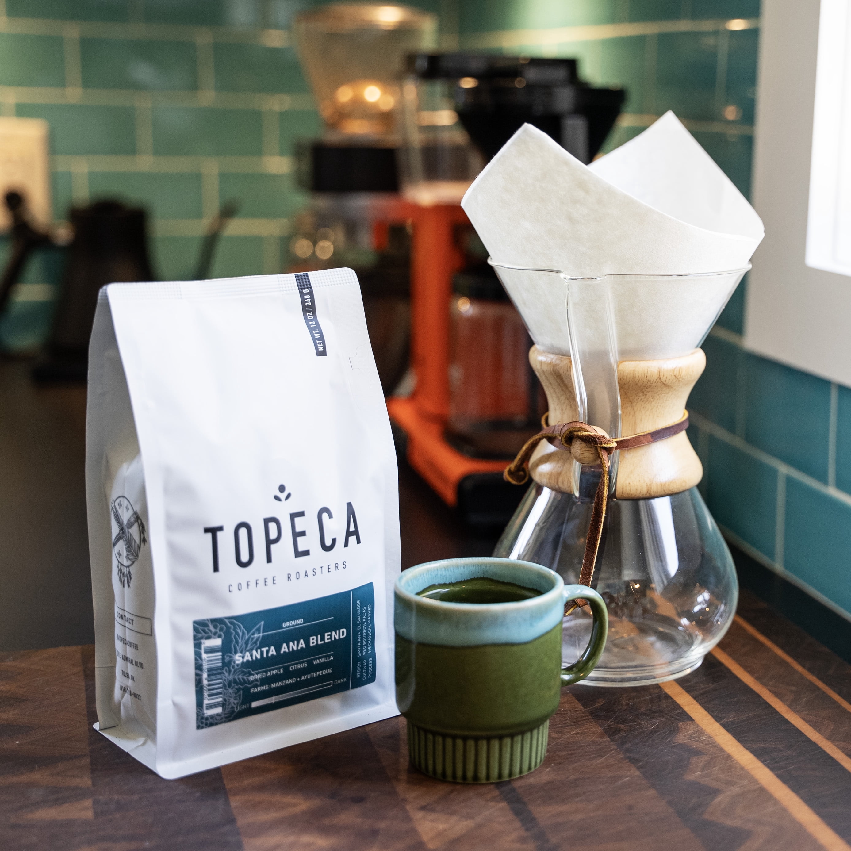 Local Topeca Coffee Santa Ana Blend Whole Bean Light Roast, Naturally Caffeinated