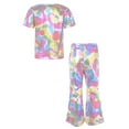 thumbnail image 2 of TiaoBug Child Girls Boys Jazz Hip Hop Disco Dance Party Outfits Crop Top with Bell Bottom Pants Set Colorful 2-3, 2 of 5