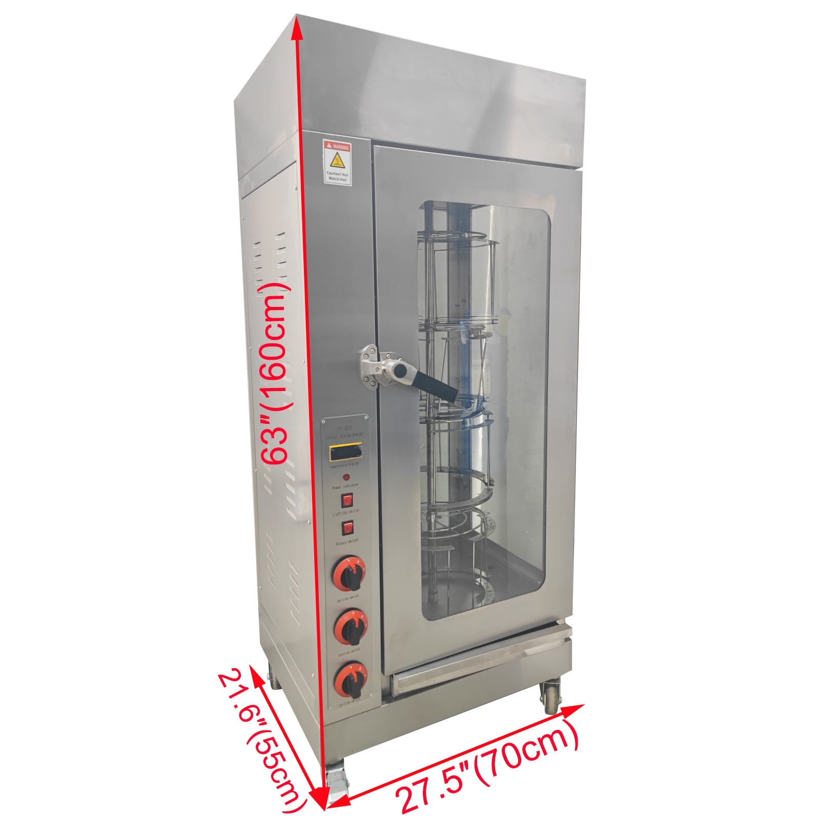 LPG Gas Chicken Rotisserie Oven Machine Rotary Chicken Duck Grill Toaster 110V 122°F-482°F with Drip Tray