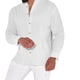 thumbnail image 4 of Camisas De Vestir Para Hombre 5xl Camisa holgada de talla grande informal sólida de lino y algodón de verano para hombre camisa de manga larga con cuello levantado para hombre (White, XL), 4 of 7