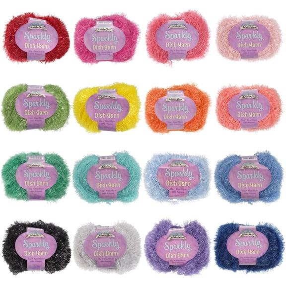 JubileeYarn Sparkly Dish Scrubby Yarn - 50g/Ball Worsted Polyester - Variety Pack - 8 Balls