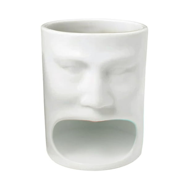 Taza De Café Divertida Con Soporte Para Galletas, Taza De Té Y Leche De Cerámica, Taza Para Desayunar, Taza Para Beber, Taza De Agua, Taza De Té, Taza De Agua Blanca Con Estilo De Cara Humana