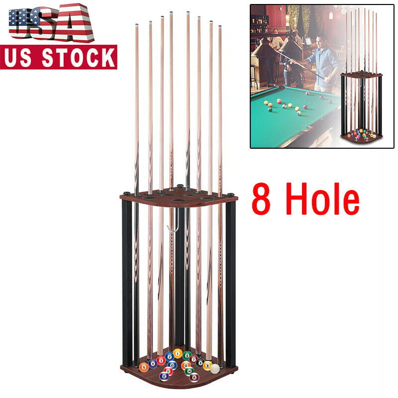 10 Pool Cue Wall Display Case Rack with Shelves Billiards & FREE Shipping 