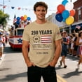 thumbnail image 4 of Mens 250 Anniversary USA Shirt, America Flag T-Shirt 4th Of July Shirt Short Sleeve Polo Shirts Beige Size S, 4 of 5