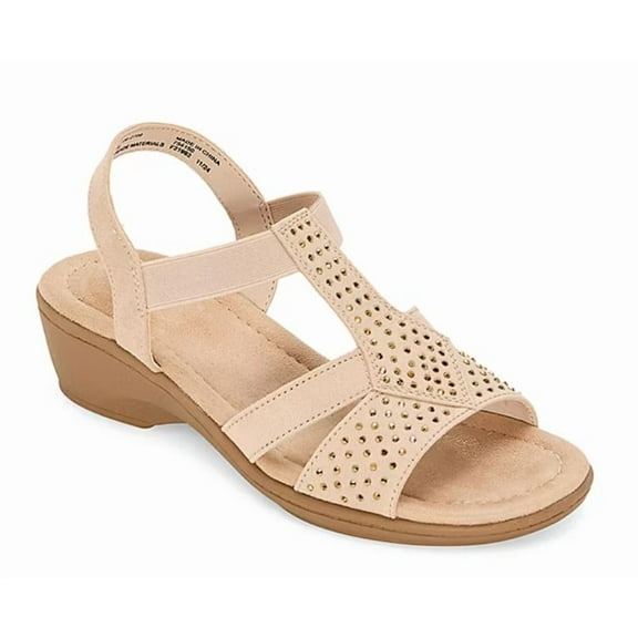 east 5th Women's Size 9.5, Studded Slingback Heeled Sandals, Nude Faux Suede