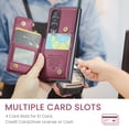 thumbnail image 5 of for Samsung Galaxy Z Fold 3 Premium PU Leather Back Case, Multiple Card Slots Design, Double Magnetic Clasp Study Kickstand RFID Blocking Classic Phone Cover for Samsung Galaxy Z Fold 3, Winered, 5 of 8