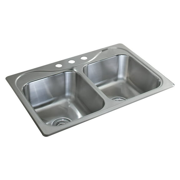 STERLING 11850-3-NA Southhaven 33-inch by 22-inch Top-mount Double Equal Bowl