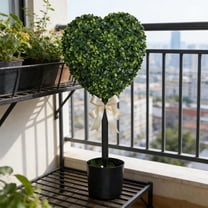 AZXY 2.3 ft Artificial Heart Boxwood Topiary, Valentine's Day Heart Shaped Topiary Trees, Faux Boxwood Decoration Ball Tree with Planter Pots for Indoor Outdoor Home Porch Decor