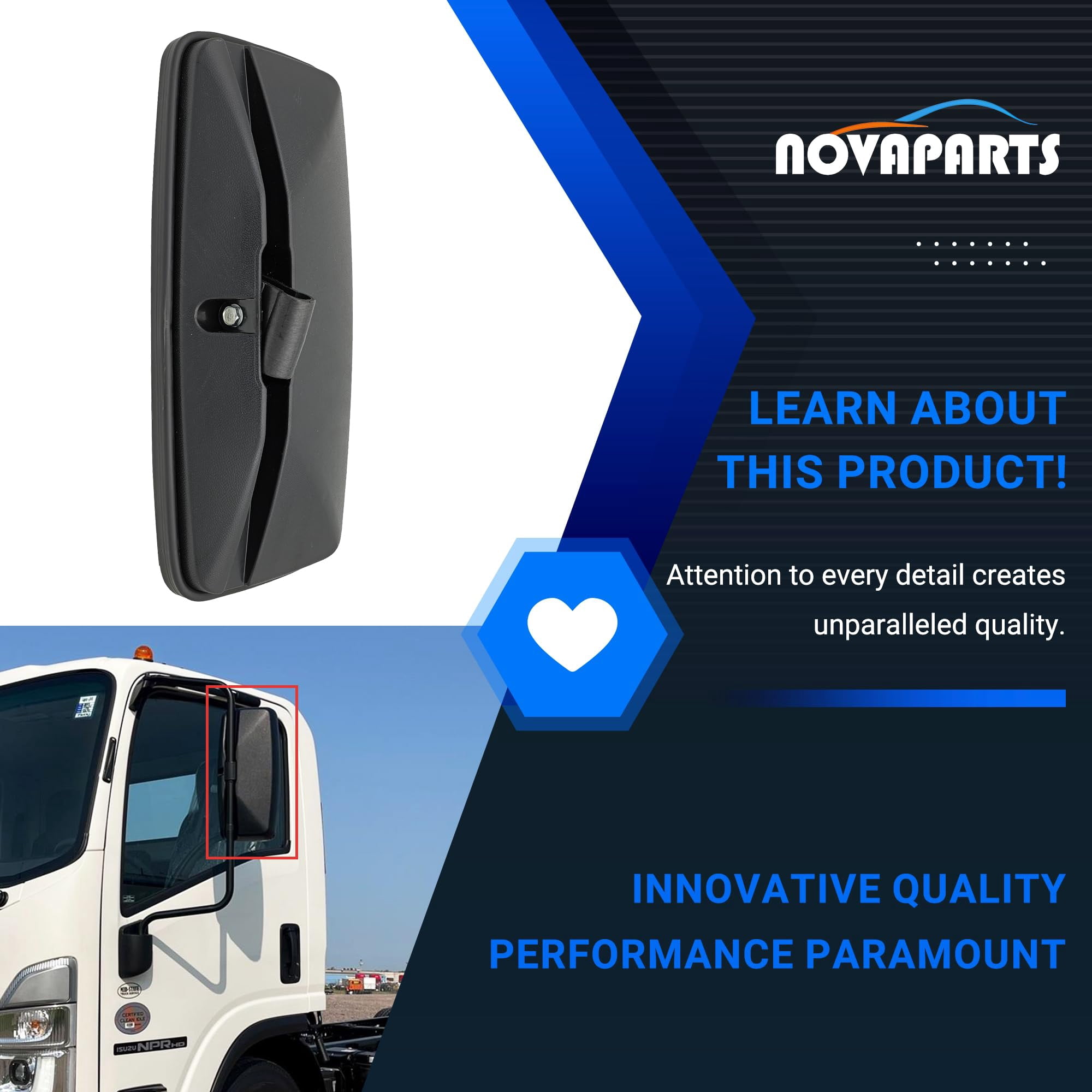NOVAPARTS Left Driver Side Door Mirror 8980493150 for 2007-2023 ISUZU NPR NPR-HD NPR-XD NQR NRR Outside View Door Mirror