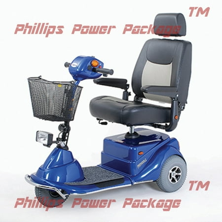 Merits - Pioneer 3 - 3-Wheel Scooter w/ On-Board Charger - 20""W x 20""D - Blue - PHILLIPS POWER PACKAGE TM - $500 VALUE -  Merits Health
