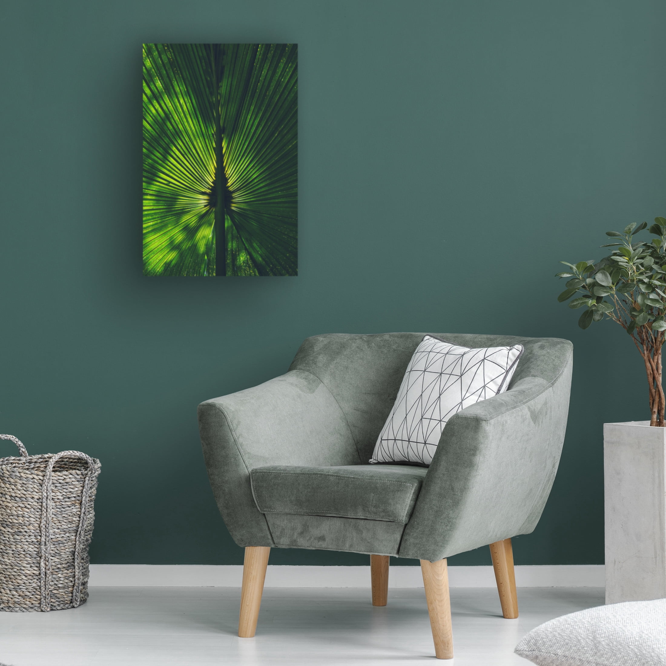 Trademark Fine Art Miguel Alcantara Background Lighted Palm Tree Leaf Canvas Wall Art