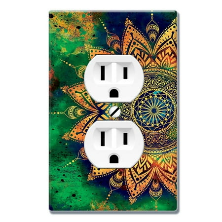 WIRESTER 1-Gang Duplex Wall Plate/Switch Plate Cover, Ancient Mandala