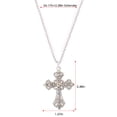 thumbnail image 5 of Silvery Gothic Religious Cross Pendant Necklace with Clear Crystal Rhinestones, Silver with Abstract Crystal, 5 of 5