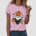 thumbnail image 2 of TOWED22 Halloween Shirts for Women Cute Ghost Shirt Fall Pumpkin Tshirt Crew Neck Graphic Tees Casual Short Sleeve Tops(Pink,XXL), 2 of 5