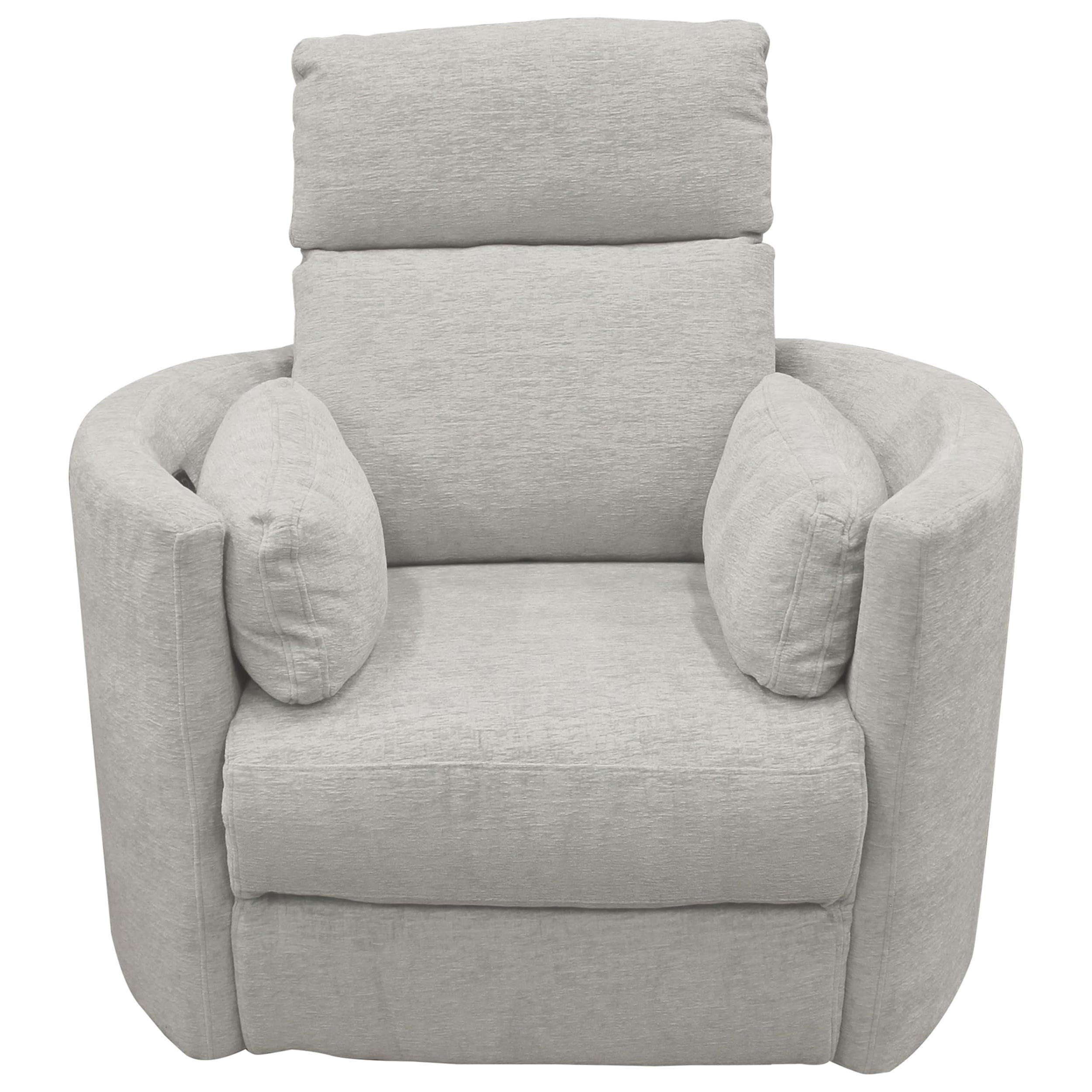 Pemberly Row Fabric Power Swivel Glider Recliner Chair in Mineral White