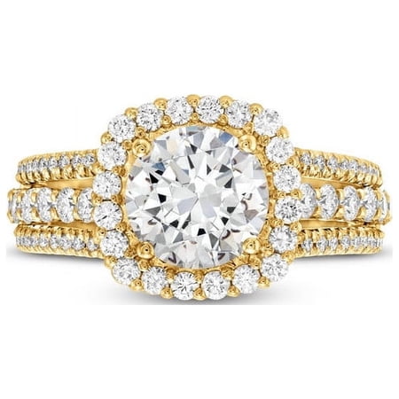 Diamond-Capitals IGI Certified 2.50 Carat Stylish Round Cut Lab Grown Diamond (E/VVS2) Solitiare Engagement Ring For Gift Solid 14K Yellow Gold Size 5