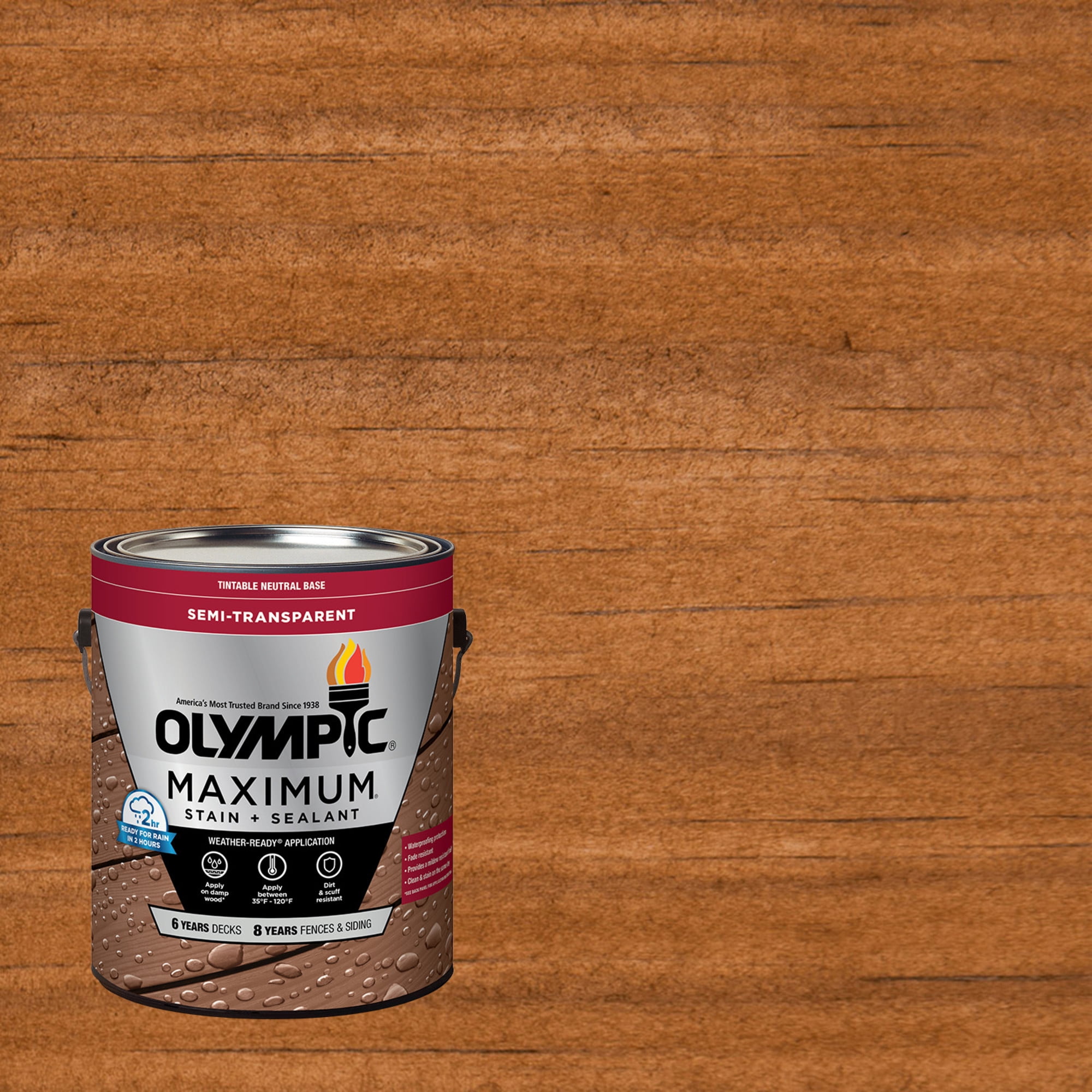 (2 pack) Olympic Maximum 1 Gallon ST-2023 Rustic Cedar Semi-Transparent Exterior Stain and Sealer in One Low VOC