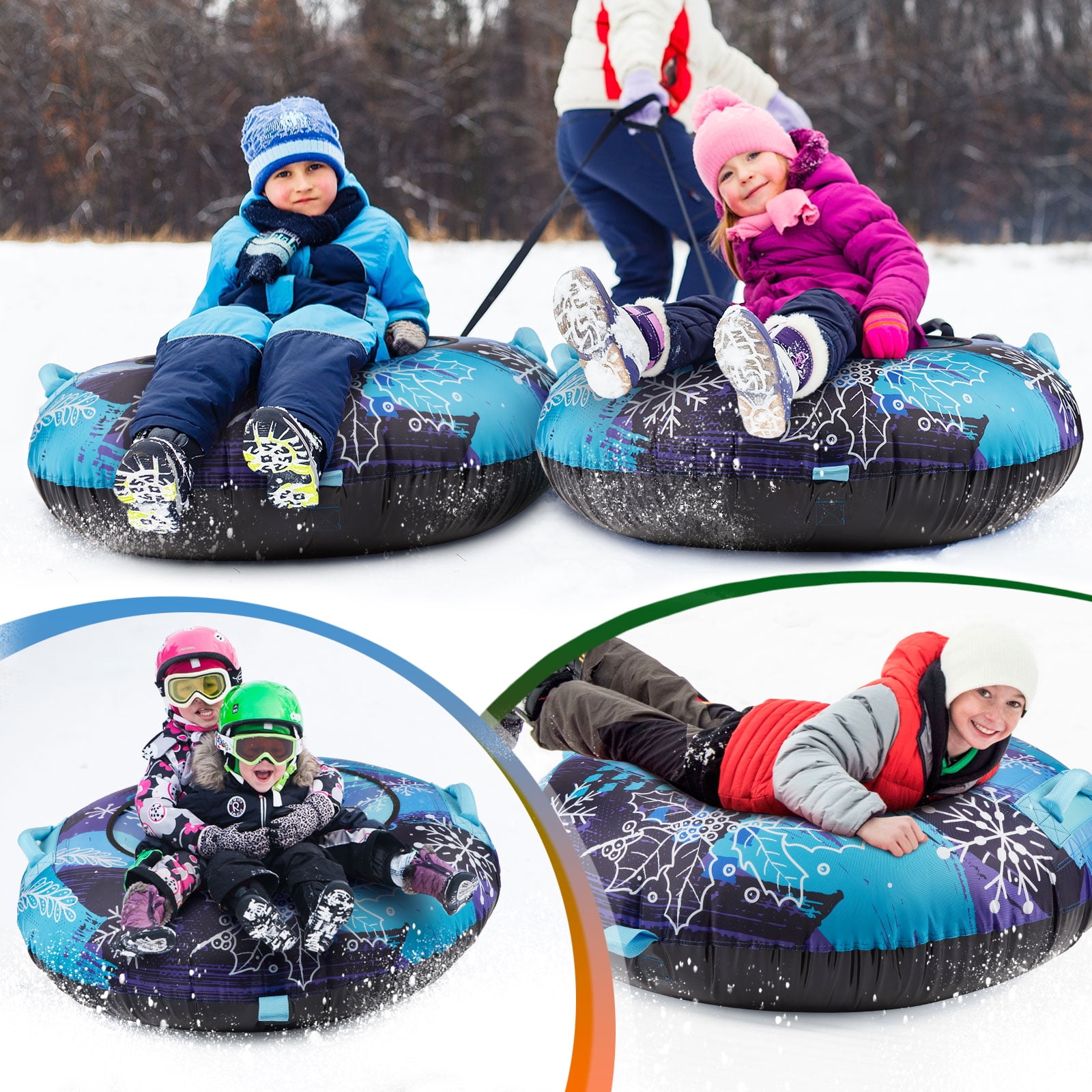 47 Inch Snow Tube for Sledding Heavy Duty with Oxford Cloth and a Digging Rope Inflatable Snow Tube for Adults Great for Winter Outdoor Sports