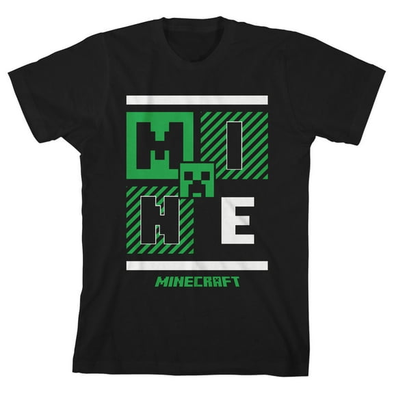 Minecraft Title Logo Youth Black Graphic Tee-Medium