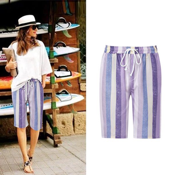 WILLBEST Pantalones Casuales para Mujer, Cómodos, con Cordón, Cintura Elástica, Suaves y Bonitos, para Playa, de Verano, con Bolsillos, para Uso Diario. Mediana