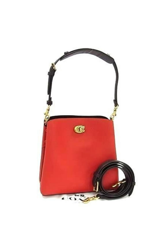 Pre-Owned COACH Shoulder Bag Willow C3766 Red Leather Women's Bucket