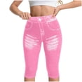 thumbnail image 3 of Women's Polyester Blend Mid Waist Yoga Capris, Fitted Tummy Control Sport Printed Leggings, Four-Way Stretch Compression Workout Pants for Running, Gym, Athletic | TruHer,Pink 2XL, 3 of 6