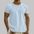 thumbnail image 4 of Shirts for Men Short Sleeve Plus Size Solid Color Crew Neck Casual Sports T-Shirt Tops Summer Leisure Outdoor Sport Basic Shirt, 4 of 6