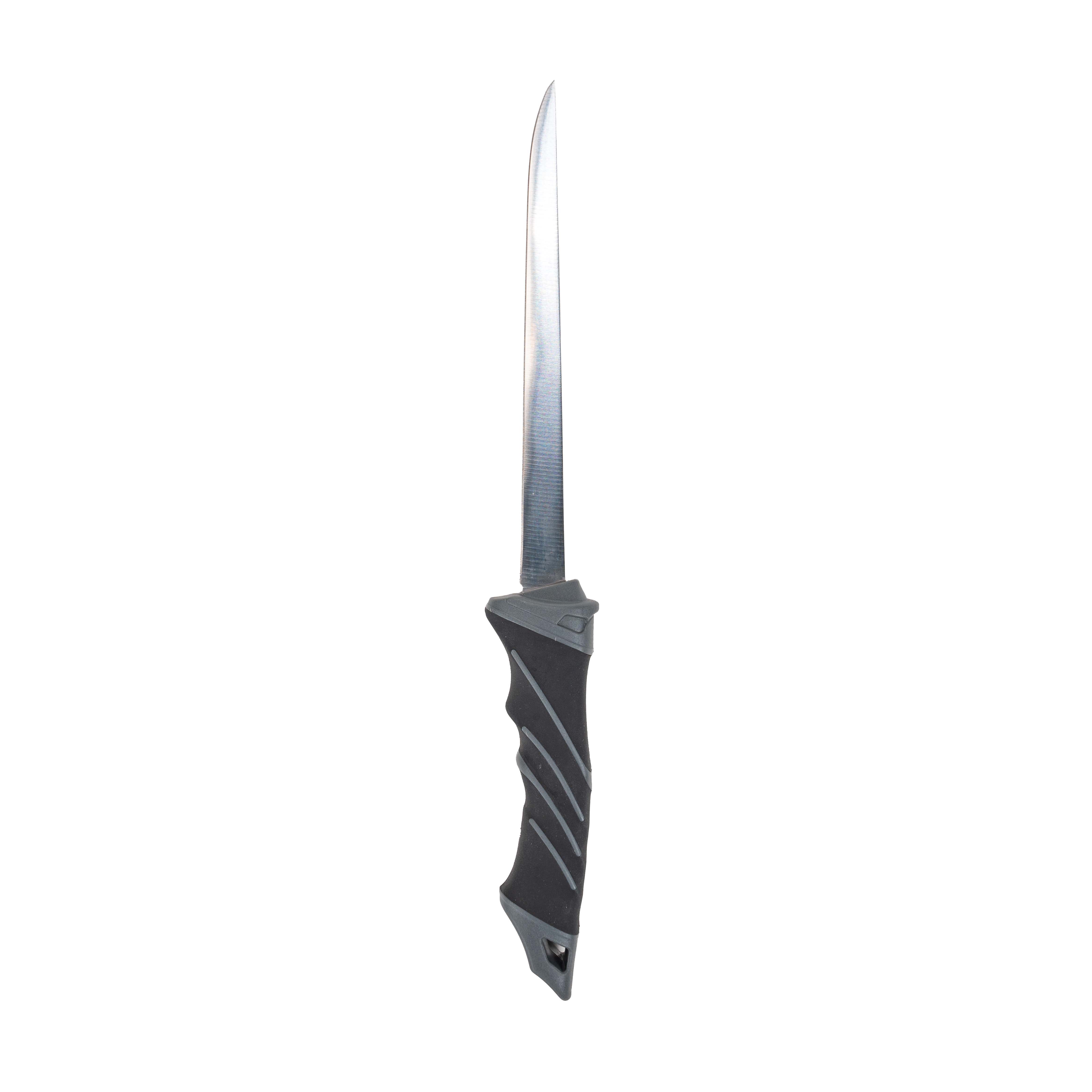 Cuchillo fileteador de acero inoxidable de 7 pulgadas con mango de agarre suave y funda 7