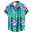 thumbnail image 3 of Women's Hawaiian Shirts Summer Floral Tropical Print Short Sleeve Button Down Tops Beach Vacation Collar Casual Blouses, 3 of 4