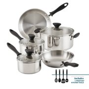Reliance 12pc Stainless Steel Cookware Pot and Pan Set Silver: Dishwasher-Safe, Induction Compatible, Tempered Glass Lids