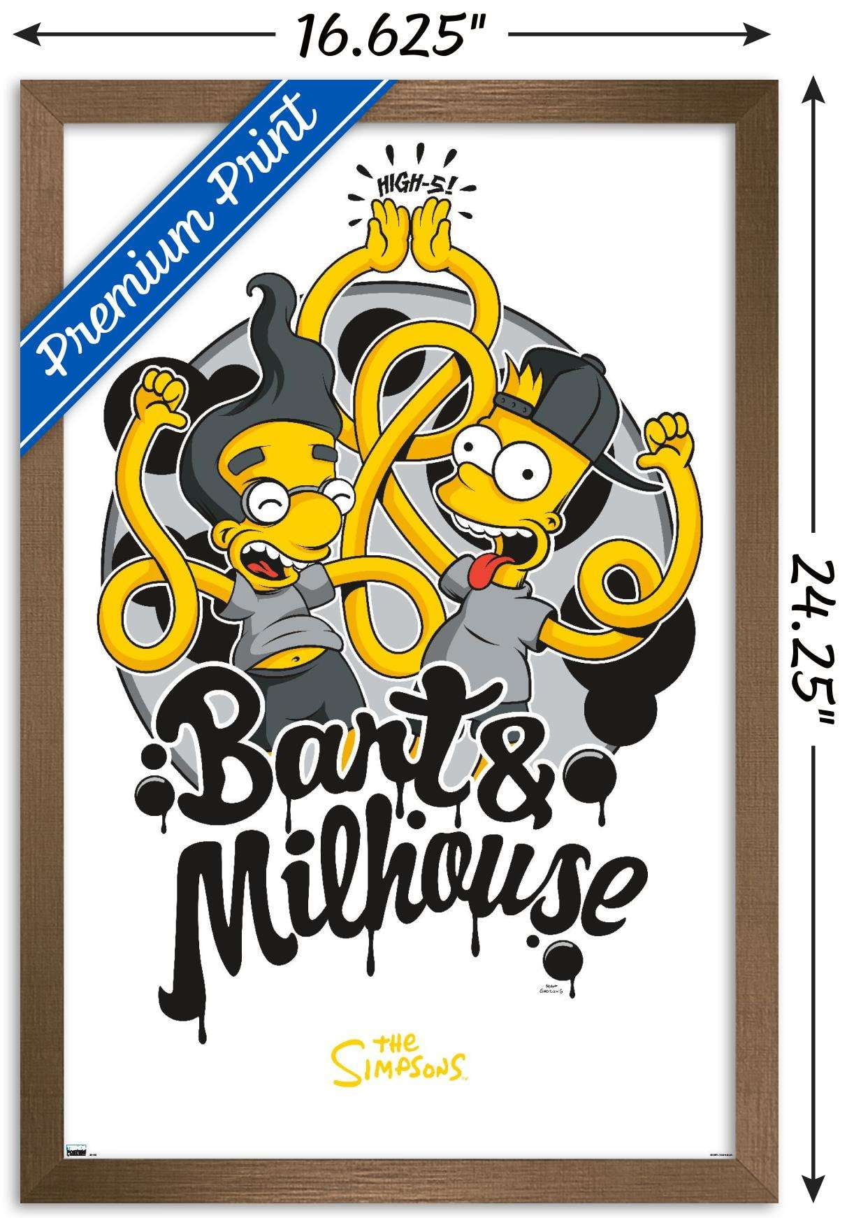 The Simpsons - Bart & Milhouse Wall Poster, 14.725" x 22.375", Framed