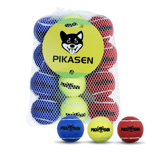 Pelotas de tenis Dog Squeaky PIKASEN para entrenamiento de mascotas, paquete de 12