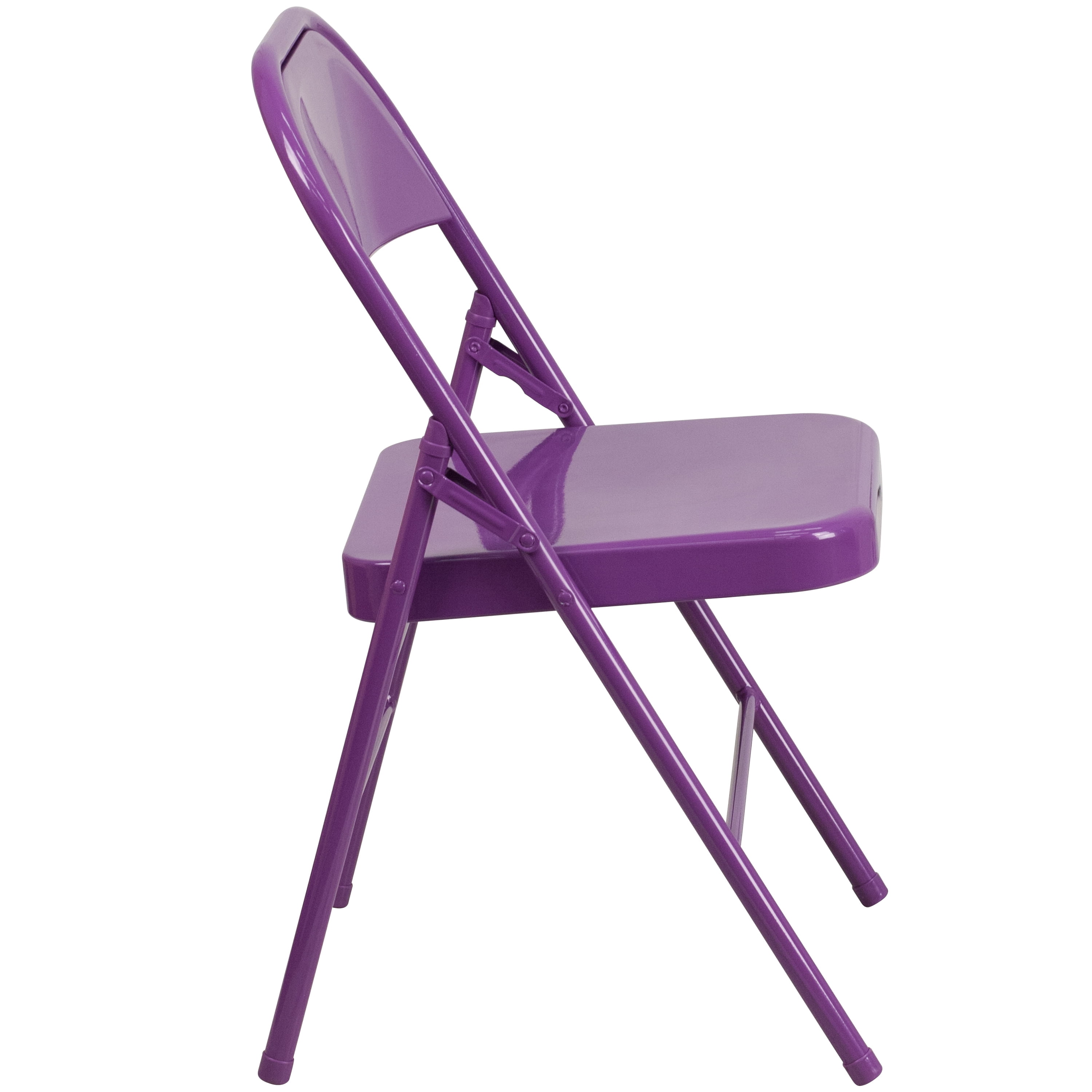 Flash Furniture 2 Pack HERCULES COLORBURST Series Impulsive Purple Triple Braced & Double Hinged Metal Folding Chair