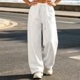 thumbnail image 2 of Vrorvz Straight Leg Sweatpants for Women Drawstring Elastic Waisted Pants Solid Color Basic Casual Pant, 2 of 5
