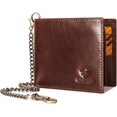 thumbnail image 1 of Cartera para hombre con cadena de cuero genuino, billetera plegable con bloqueo RFID y ranuras para tarjetas con ventana para identificación, color negro, 1 of 4