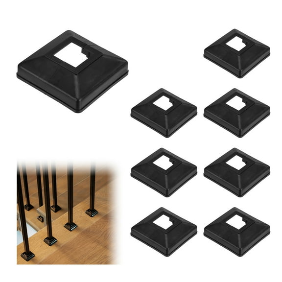 Uxcell uxcell 8-Pack Post Base Cover, Fits 1.18"x 1.18" Post Skirt Split Type for Indoor/Outdoor Iron Railing/Wood Posts/Fence/Stairs/Patios/Handrail/Porch Column Wrap Post Trim [Black]