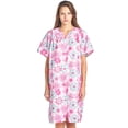 thumbnail image 2 of Casual Nights Women's Snap Front Lightweight Housecoat | Short Sleeve House Dress Duster Lounger Robe with Pockets | Cotton Poly Knit, Mid Calf | Pink Large, 2 of 6